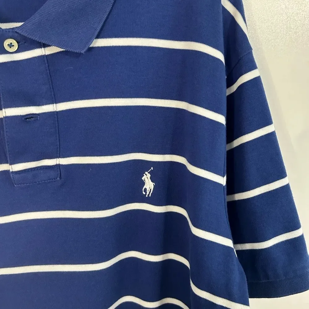 Ralph Lauren Blue and White Striped Polo Shirt